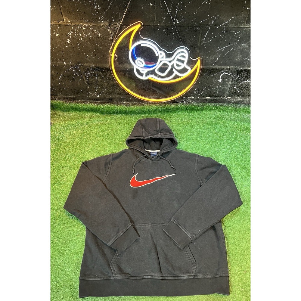 Vintage Nike Y2K Mens Blue/Red Hoodie Sweatshirt size XL Big Swoosh Logo